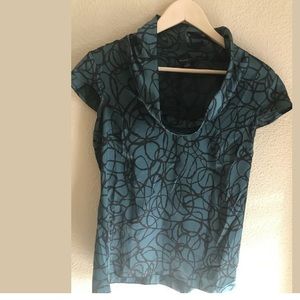 Banana Republic Green Black Swirl Circle Blouse S